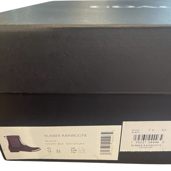 COACH Rubber Boot size 9 black pattern logo stretch pull on boots. - Picture 12 of 12